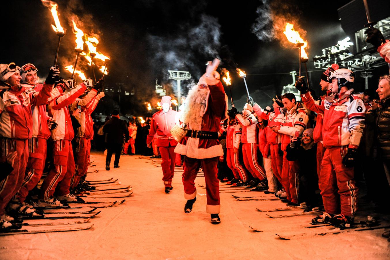 Christmas Celebrations Courchevel, Santa on skis