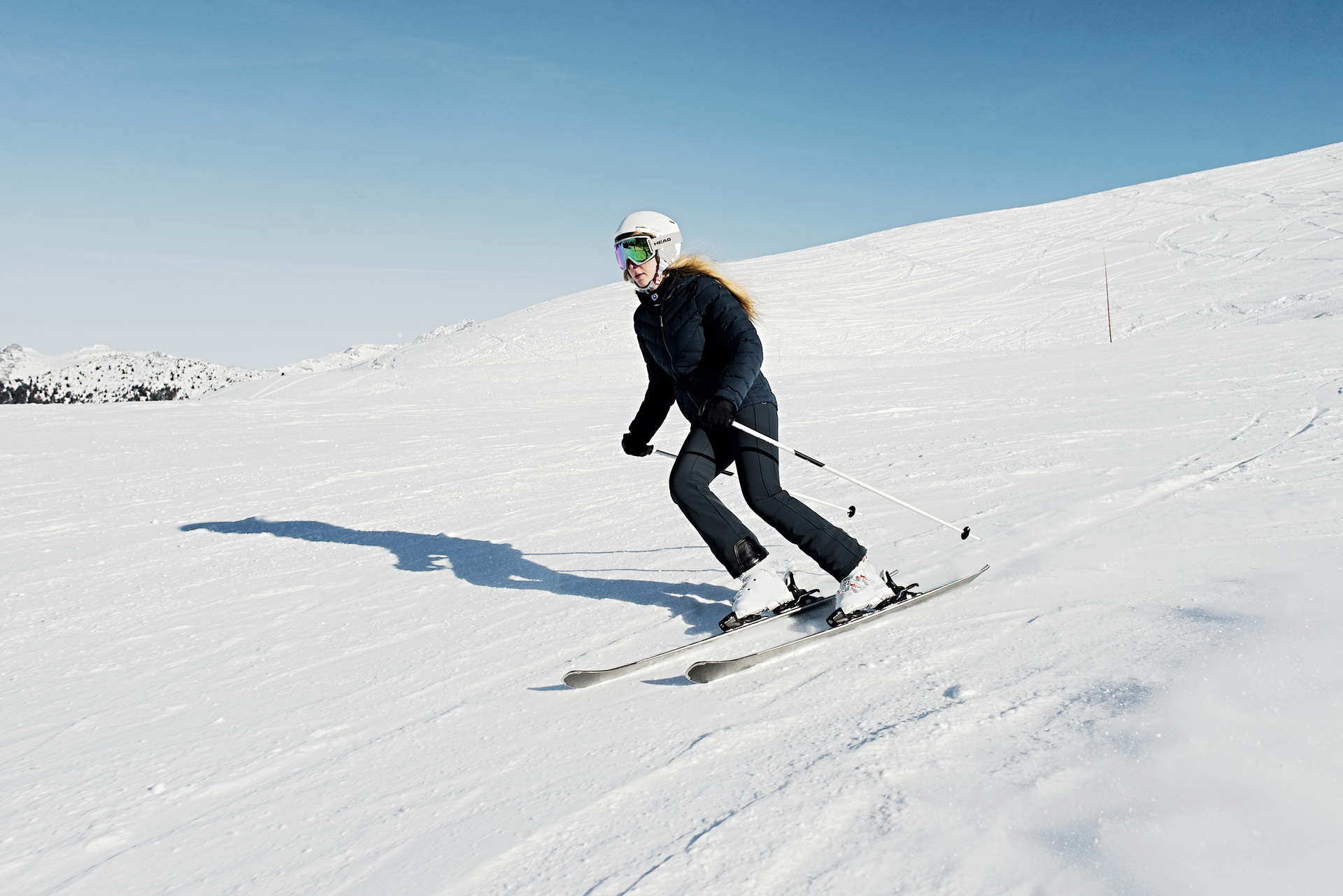 Courchevel, women skiing French Alps